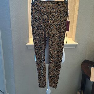 Carbon38 Womens XS High Rise Leggings Gold Leopard Animal Print Stretch NWT